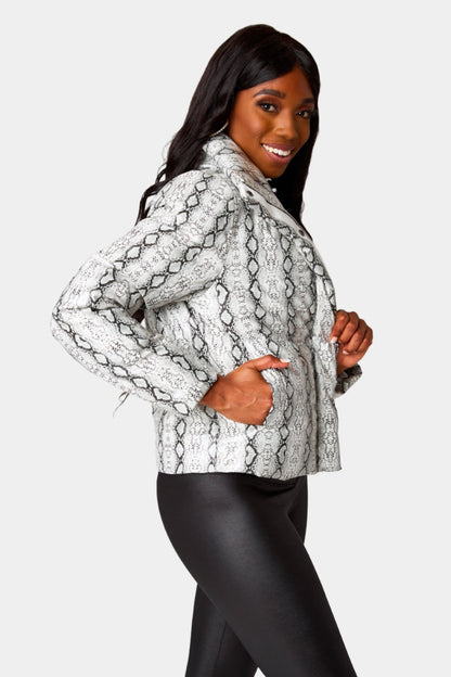 Addison Puffer Jacket - White Snake